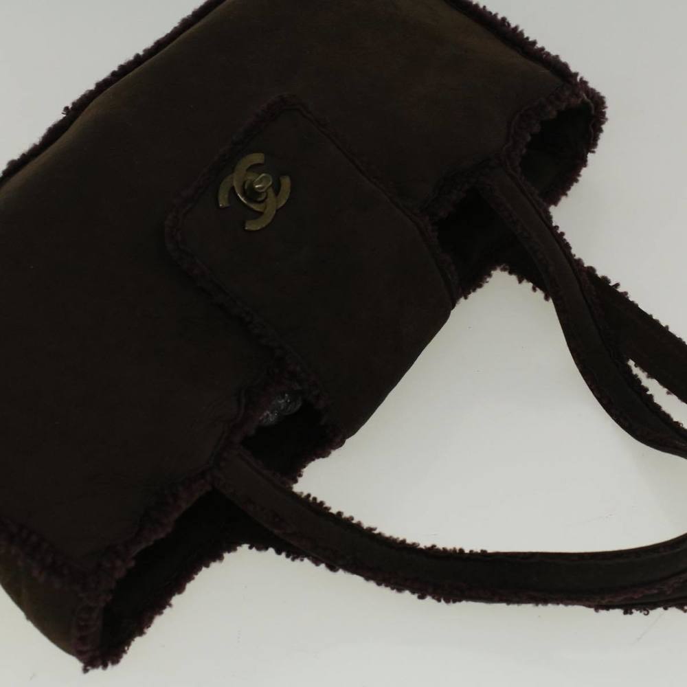 CHANEL Turn Lock Shoulder Bag Mouton Brown CC Auth 57346 - Picture 6 of 16